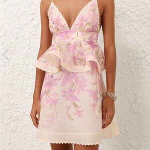 Zimmermann Pink and White Plunge Sundress